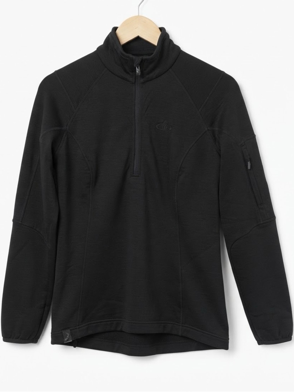 Icebreaker Women's 260 Realfleece Merino Wool 1/4 Zip Pullover Black M Active